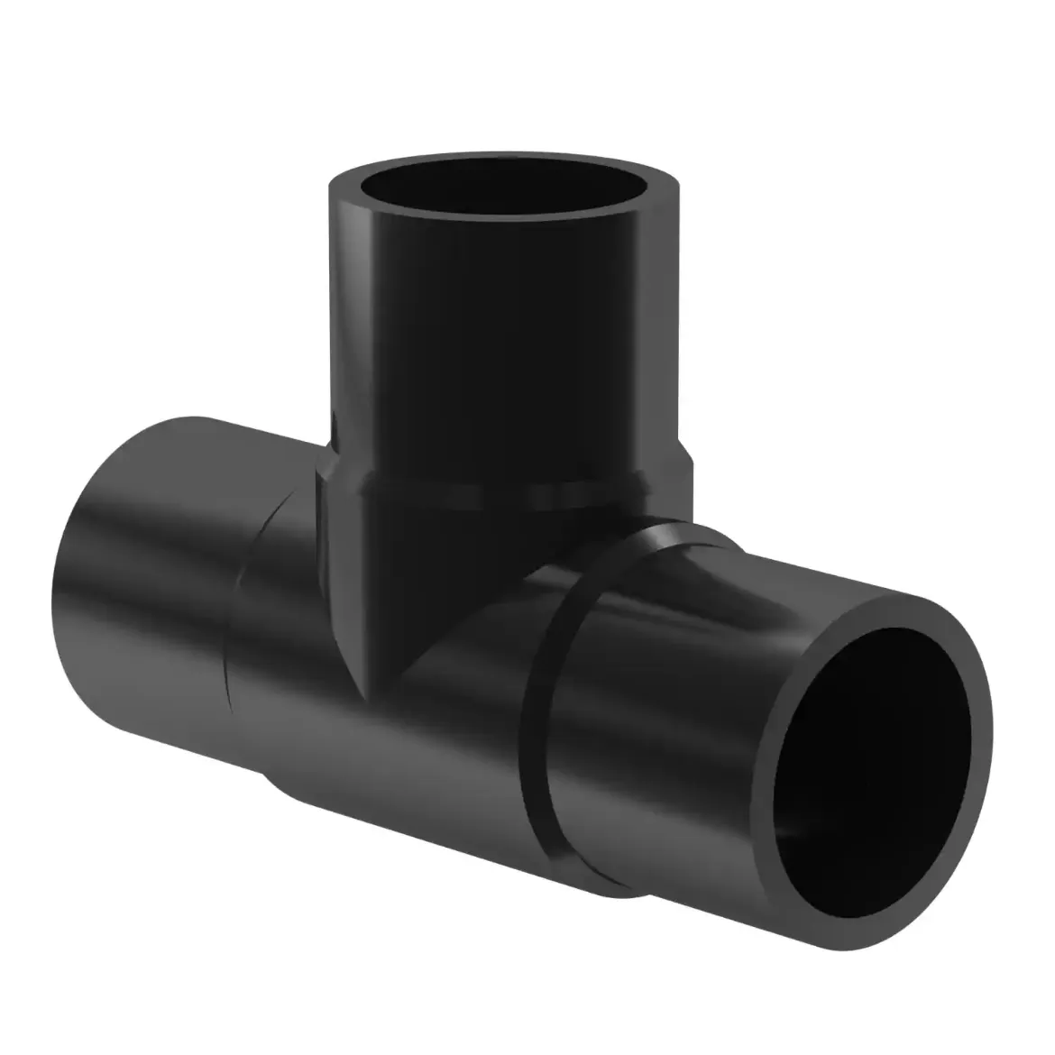 Picture of Tee:110X10.0 SDR11 PN16 long spigot injection moulded Butt+E-socket-welding W/P PE 100-RC black
