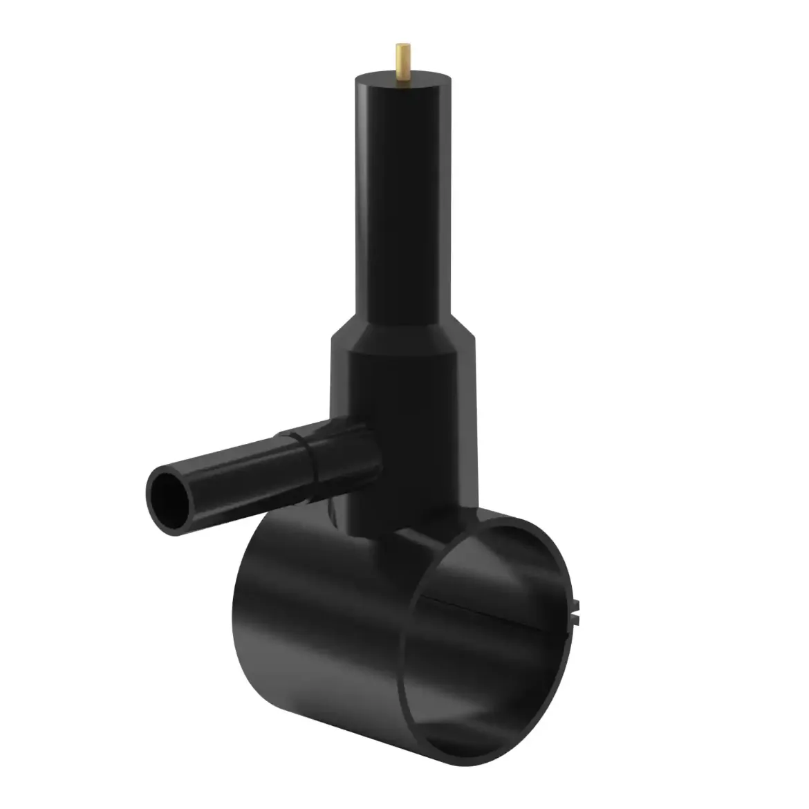Picture of Pressure Tapping Valve:315/63 SDR17-11 PN16 brass-valve+integrated cutter injection moulded Electro-fusion W/P PE 100-RC black