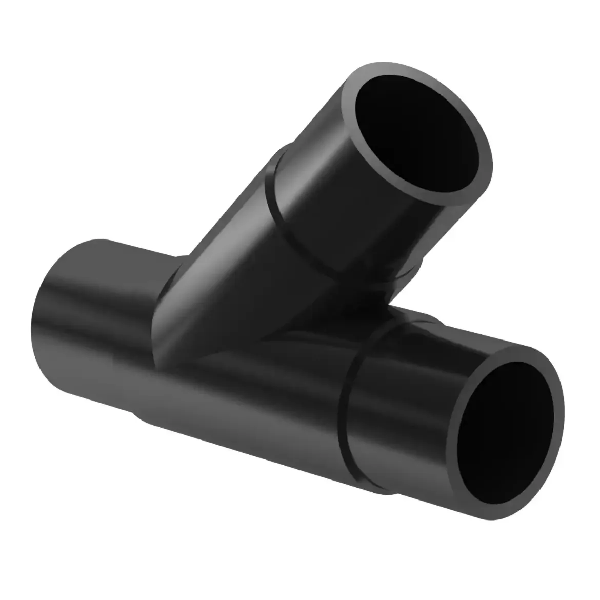 Picture of Tee 45deg:125X7.4 SDR17 ISO S-5 long spigot injection moulded Butt+E-socket-welding W/P PE 100-RC black