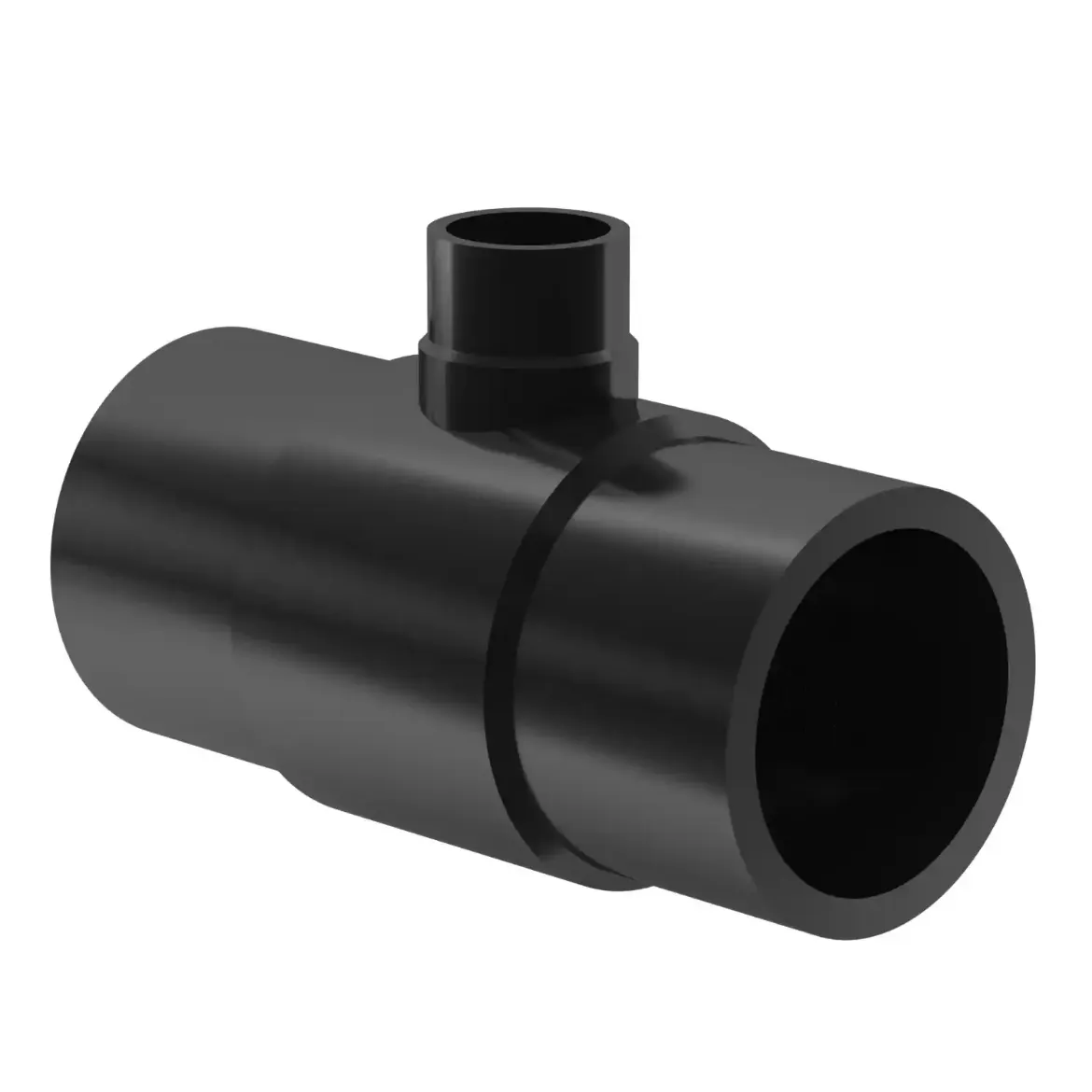 Picture of Tee reduced:110/32 SDR11 ISO S-5 short spigot injection moulded Butt-welding PE 100-RC black