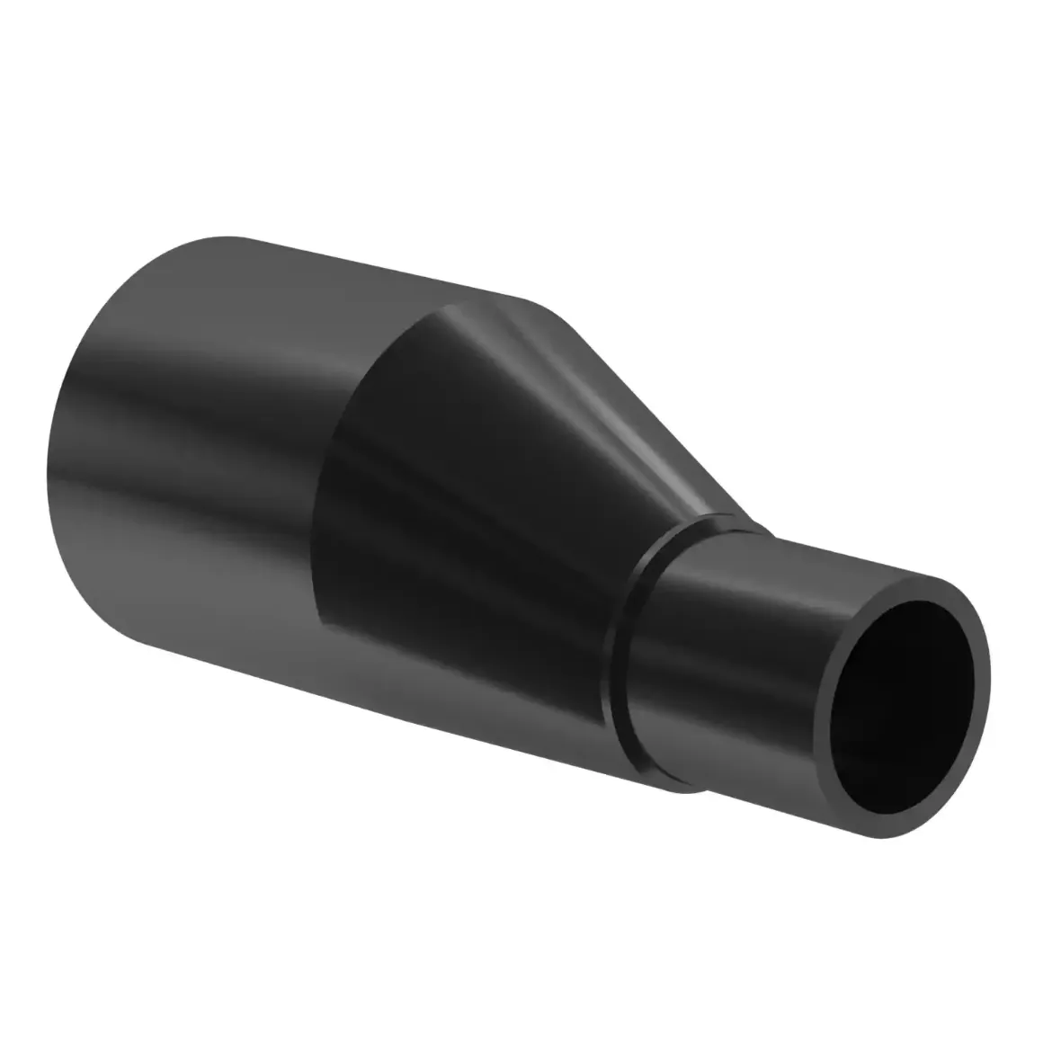 Picture of Reducer excentric:125/110 SDR17 PN10 long spigot injection moulded Butt-welding W/P PE 100-RC black