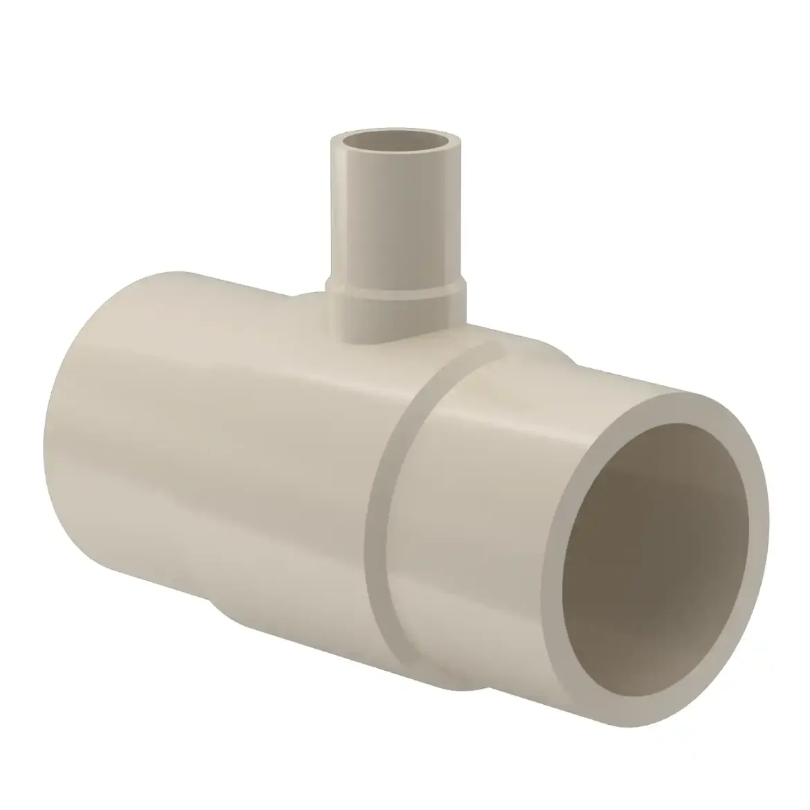 Picture of Tee reduced:110/90 SDR11 ISO S-5 long spigot injection moulded Butt+E-socket-welding PPR grey