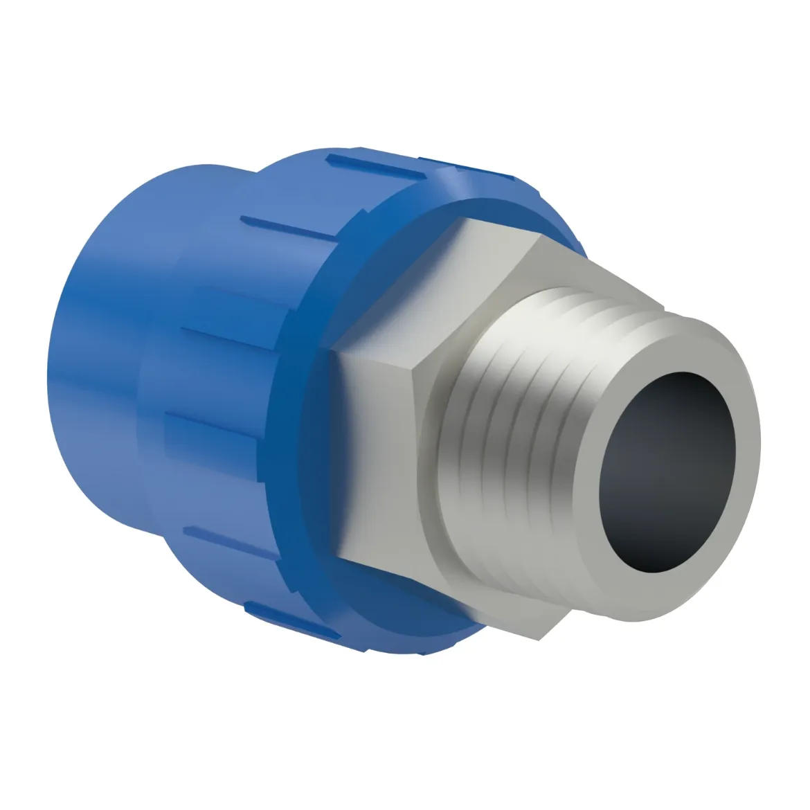 Picture of Adaptor:20X1/2in MOP 16bar with R metal male thread injection moulded Socket-welding PE 100 blue